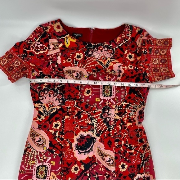 Talbots red paisley print ponte lined sheath dress 10P - Picture 8 of 8